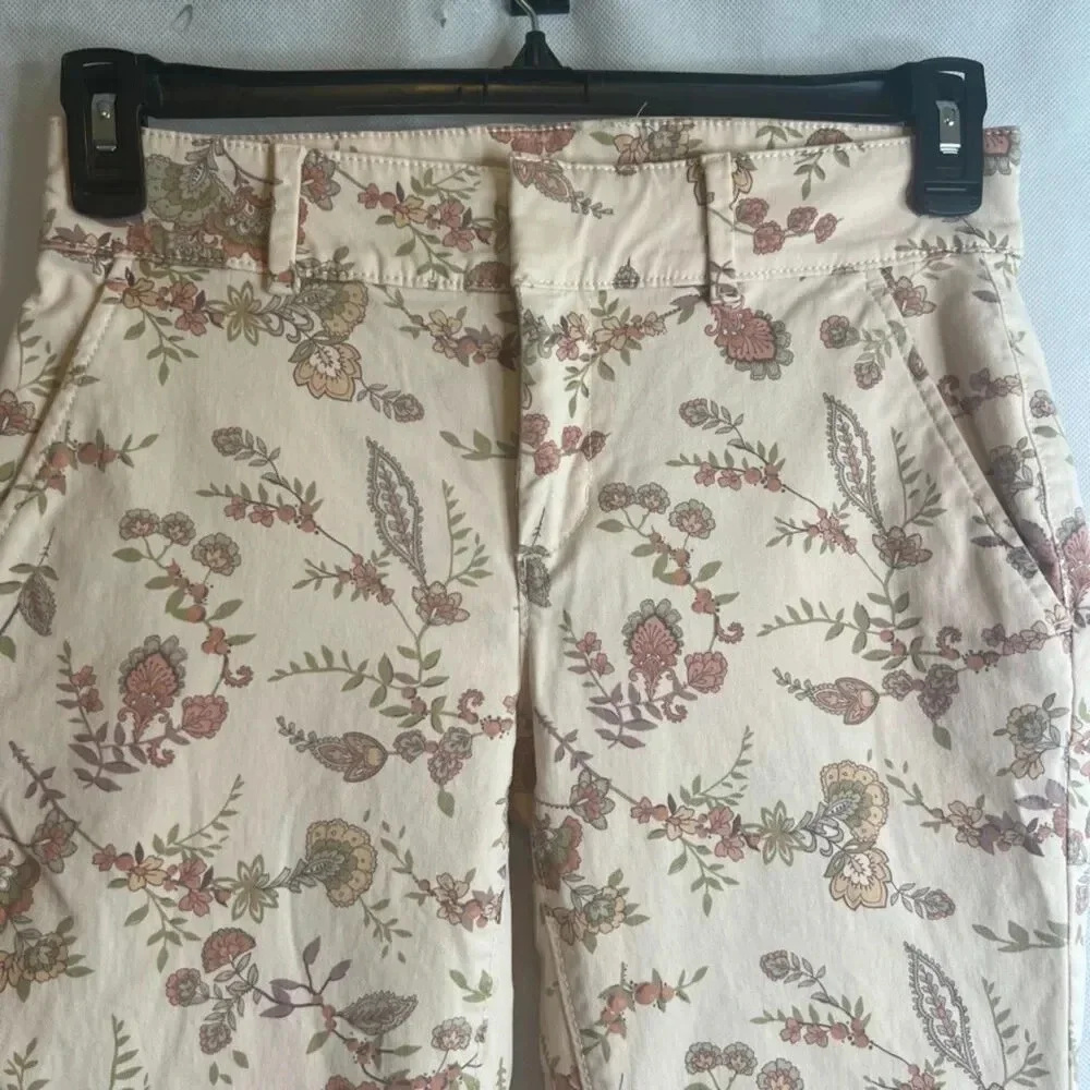 LOFT Blush Pink Floral Slim Ankle Cotton Jeans Women's Size 2‎ - Picture 3 of 7
